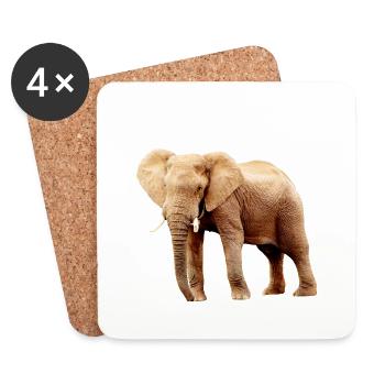 Vegan Elefant - Untersetzer (4er-Set) - Weiß - Vorne