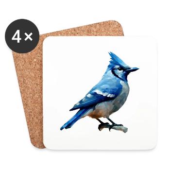 Blue jay bird - Coasters (set of 4) - white - Front