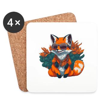 Cool fox with sunglasses - Coasters (set of 4) - white - Front