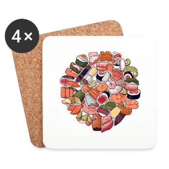 Un délice de sushis - Dessous de verre (lot de 4) - blanc - Devant