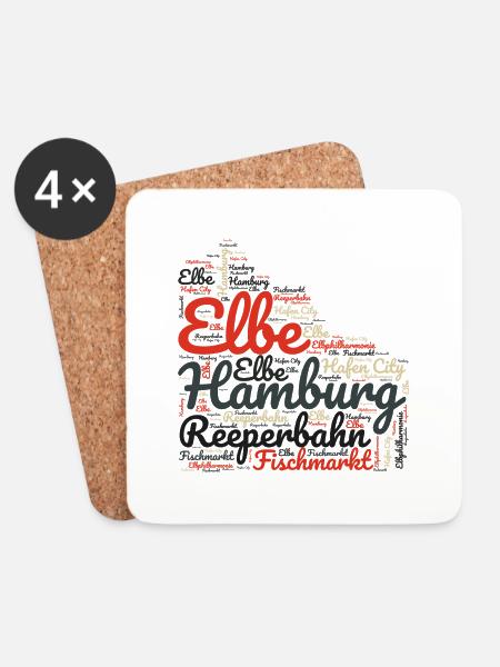 Hamburg Elbe Souvenir Reeperbahn Sehenswürdigkeit - Untersetzer (4er-Set) - Weiß