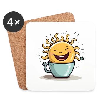Frühstück Sonne - Untersetzer (4er-Set) - Weiß - Vorne