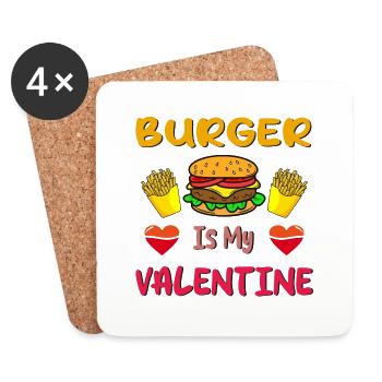 Burger is my Valentine - Untersetzer (4er-Set) - Weiß - Vorne