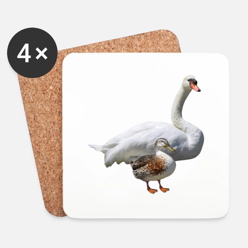 Schwan - Untersetzer (4er-Set) - Weiß