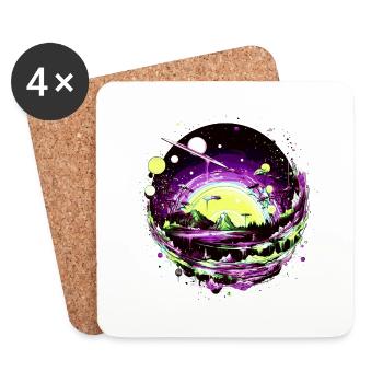 Regarder les étoiles dans un système solaire extraterrestre - Dessous de verre (lot de 4) - blanc - Devant