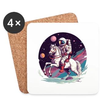 Astronat reitet auf Pferd im All - Untersetzer (4er-Set) - Weiß - Vorne