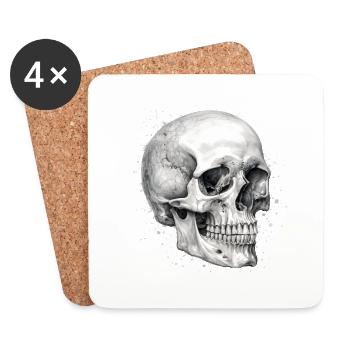 Bleistift-Totenkopf - Untersetzer (4er-Set) - Weiß - Vorne