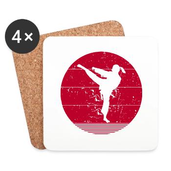 Karaté Vintage Japan Flag Girl | Karaté Martial Ar - Dessous de verre (lot de 4) - blanc - Devant