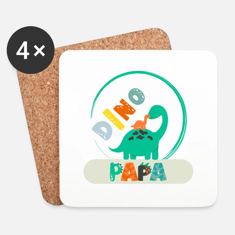 Dino Papa - Untersetzer (4er-Set) - Weiß