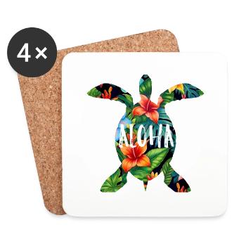 Hawaii Aloha Turtle Holiday Gift Party - Dessous de verre (lot de 4) - blanc - Devant