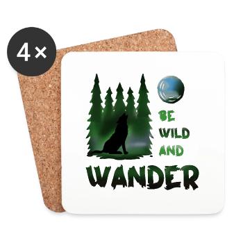 Be wild and wander Wolf - Coasters (set of 4) - white - Front