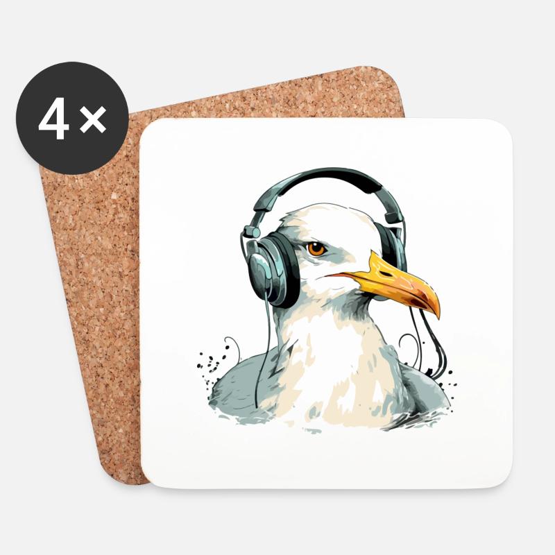 Limi, die audiophile Möwe - Untersetzer (4er-Set) - Weiß