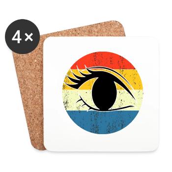 Retro Vintage Auge Sonnenuntergang Design - Untersetzer (4er-Set) - Weiß - Vorne