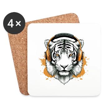 Chark le tigre audiophile - Dessous de verre (lot de 4) - blanc - Devant