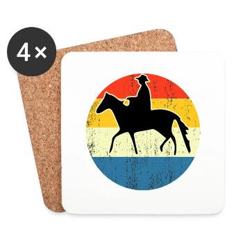 Vintage Retro Pferd Sonnenuntergang für Pferdeliebhaber - Untersetzer (4er-Set) - Weiß - Vorne
