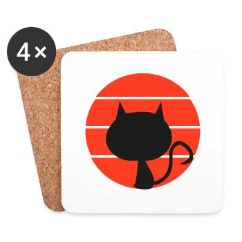Teufelskatze im Retro-Stil - Untersetzer (4er-Set) - Weiß - Vorne