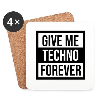 Gib mir Techno für immer - Untersetzer (4er-Set) - Weiß - Vorne