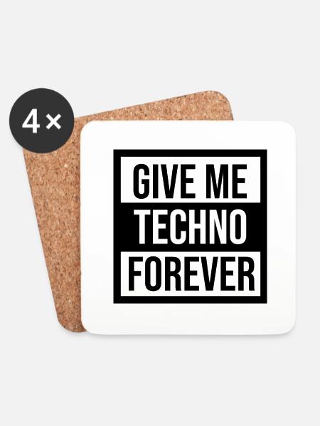 Gib mir Techno für immer - Untersetzer (4er-Set) - Weiß