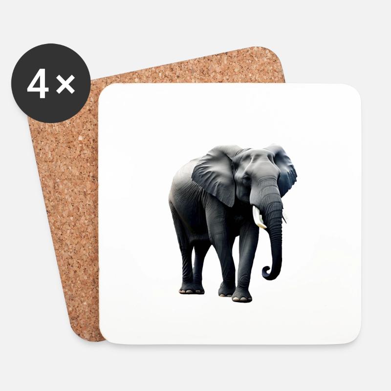 Elefant - Untersetzer (4er-Set) - Weiß