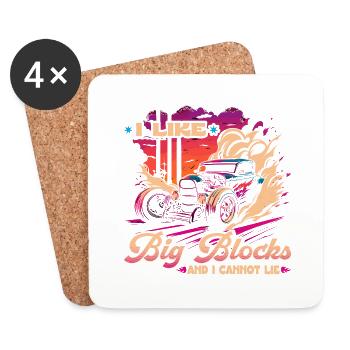 Hot Rod, I Like Big Blocks, Retro Muscle Car - Coasters (set of 4) - white - Front