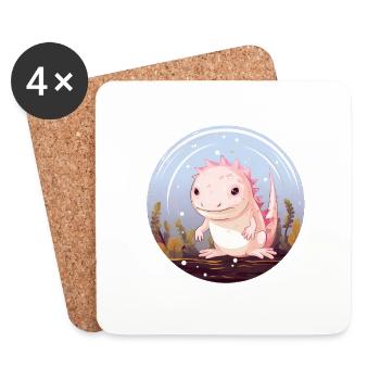 Axolotl - Untersetzer (4er-Set) - Weiß - Vorne
