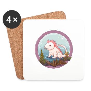 Axolotl - Untersetzer (4er-Set) - Weiß - Vorne