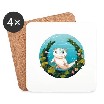Axolotl - Untersetzer (4er-Set) - Weiß - Vorne