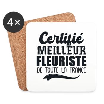Certifié Meilleur Fleuriste De Toute La France - Dessous de verre (lot de 4) - blanc - Devant