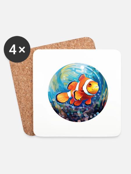 Clownfisch - Untersetzer (4er-Set) - Weiß