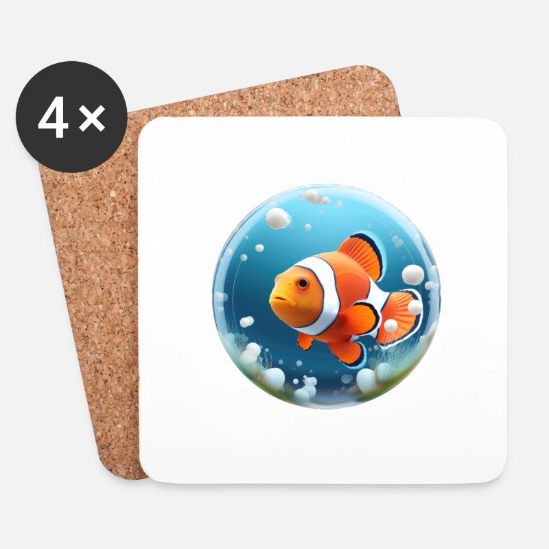 Clownfisch - Untersetzer (4er-Set) - Weiß