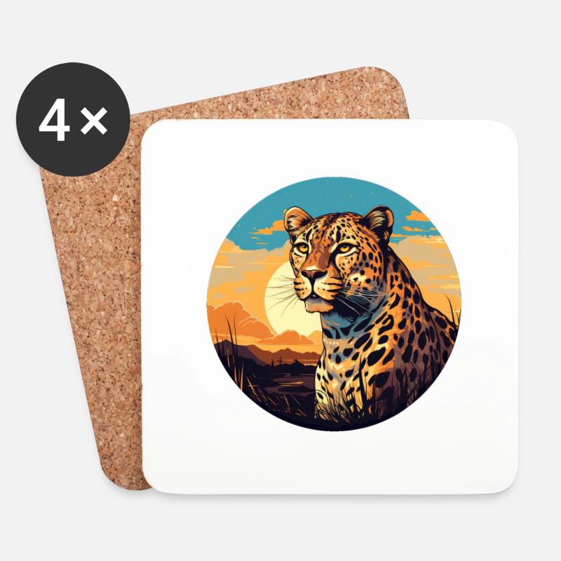 Leopard - Untersetzer (4er-Set) - Weiß