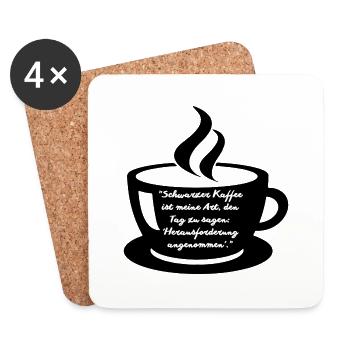 Schwarzer Kaffee - Untersetzer (4er-Set) - Weiß - Vorne
