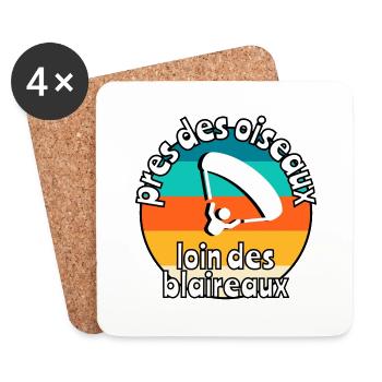 Près des oiseaux loin des blaireaux - Dessous de verre (lot de 4) - blanc - Devant