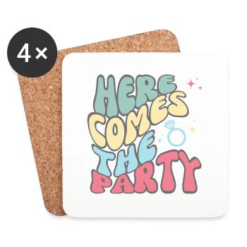 Here comes the Party -team of the bride - Coasters (set of 4) - white - Front