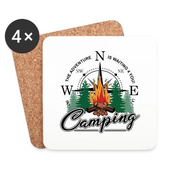 Camping pour camping-cars ou caravanes - Dessous de verre (lot de 4) - blanc - Devant