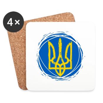 Trysub Ukraine Dreizack - Untersetzer (4er-Set) - Weiß - Vorne