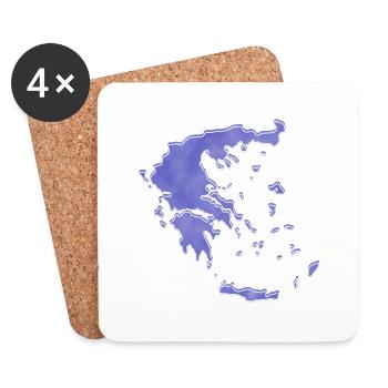 « Map », Boho Line Art Design, série « Grèce » - Dessous de verre (lot de 4) - blanc - Devant