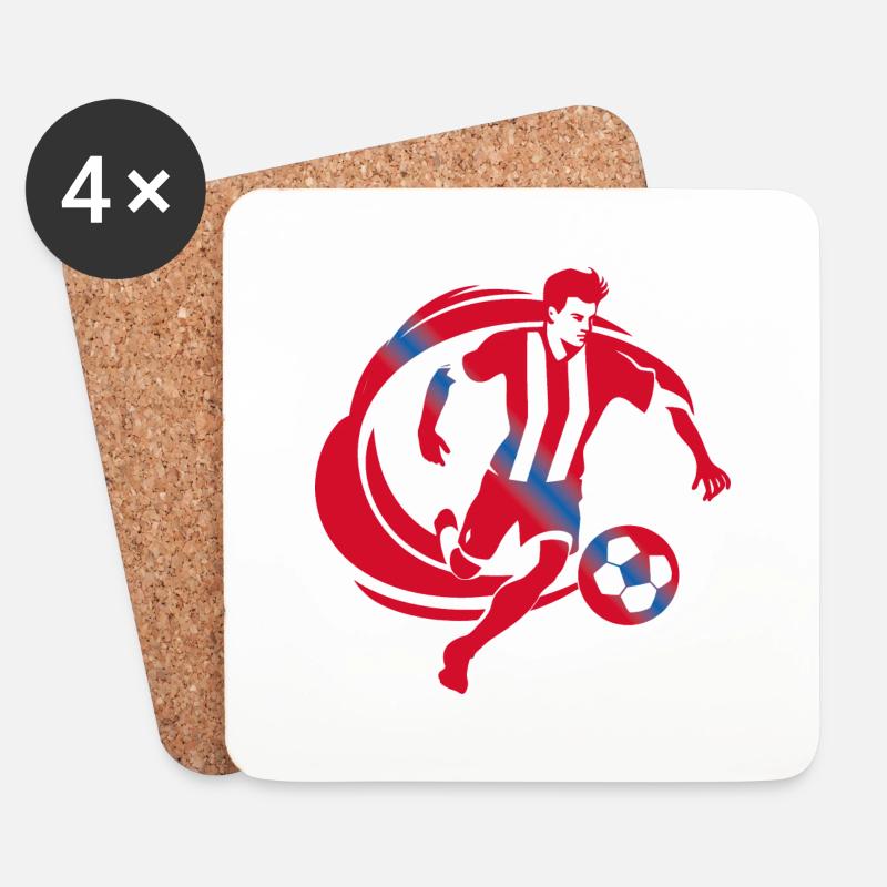 Fußballer rot blau - Untersetzer (4er-Set) - Weiß