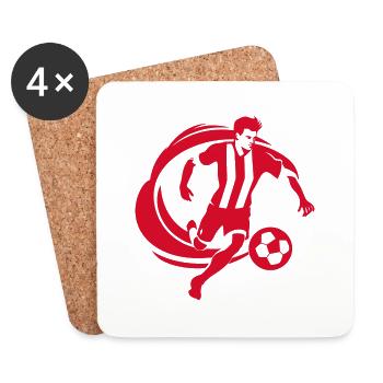 Fußballer rot, Fußball Fans - Untersetzer (4er-Set) - Weiß - Vorne