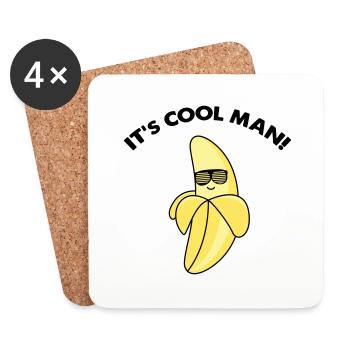 banane fraîche - Dessous de verre (lot de 4) - blanc - Devant