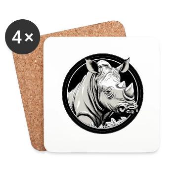 Rhinocéros - Dessous de verre (lot de 4) - blanc - Devant