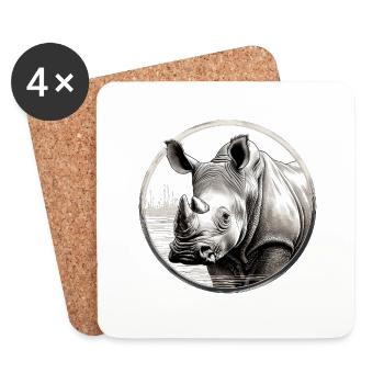 Nashorn - Untersetzer (4er-Set) - Weiß - Vorne