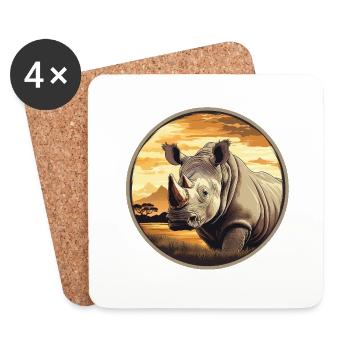 Nashorn - Untersetzer (4er-Set) - Weiß - Vorne