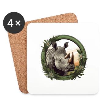 Nashorn - Untersetzer (4er-Set) - Weiß - Vorne