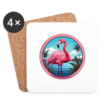 Flamant - Dessous de verre (lot de 4) - blanc - Devant