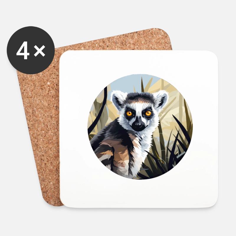 Lemur - Untersetzer (4er-Set) - Weiß