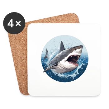 Requin - Dessous de verre (lot de 4) - blanc - Devant