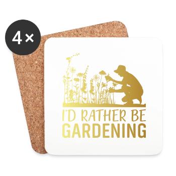 Ich wäre lieber Gartenarbeit, Gärtner Flower Power - Untersetzer (4er-Set) - Weiß - Vorne