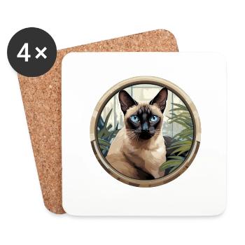 Siamkatze - Untersetzer (4er-Set) - Weiß - Vorne