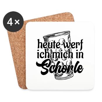 Heute werf ich mich in Schorle Dubbeglas Pfalz - Untersetzer (4er-Set) - Weiß - Vorne